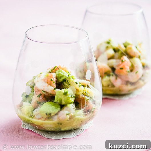 Dairy Free Shrimp Avocado Red Grapefruit Salad 3 Image of Shrimp Avocado and Red Grapefruit Appetizer | Low-Carb, So Simple