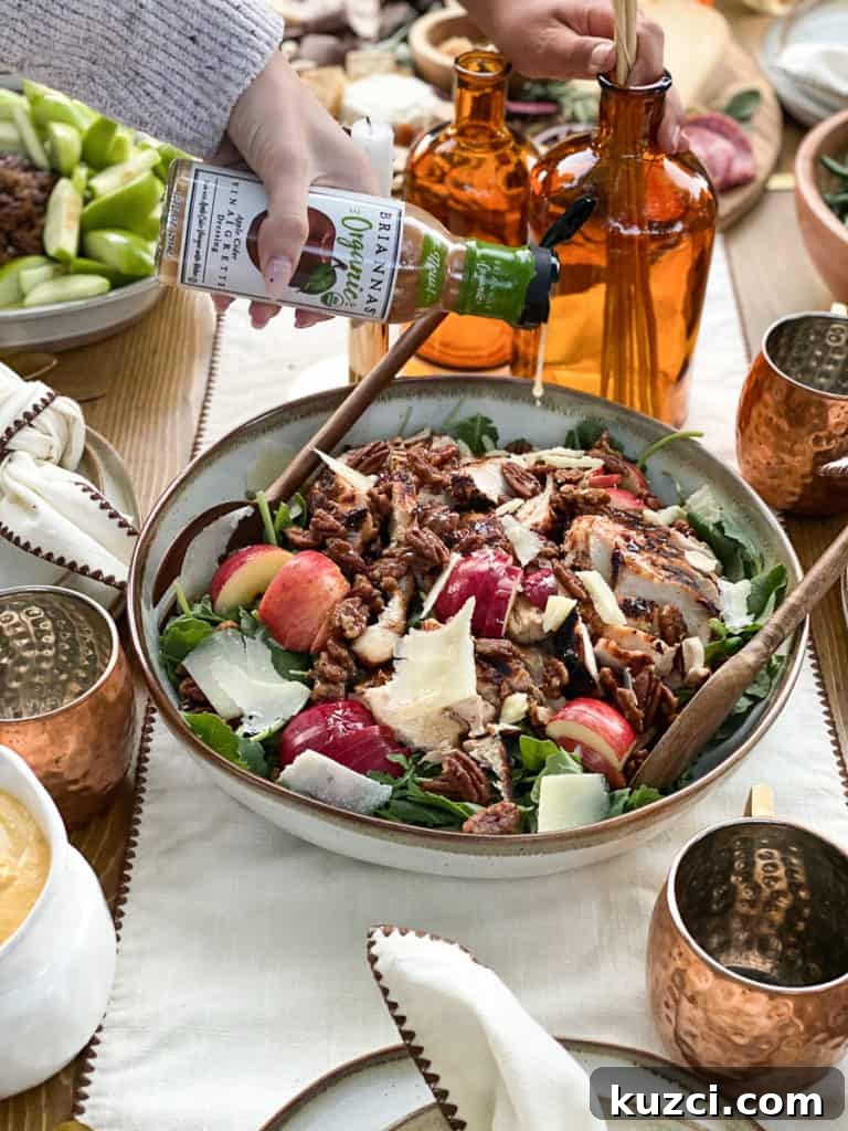 Apple Cider Chicken Marinade and Fall Harvest Dinner Party Fall harvest salad with apples and pecans