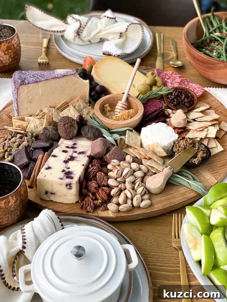 Apple Cider Chicken Marinade and Fall Harvest Dinner Party Charcuterie board with cheese, meat and olives