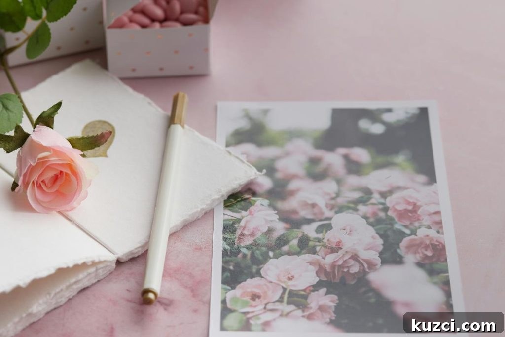 postcard and notebook