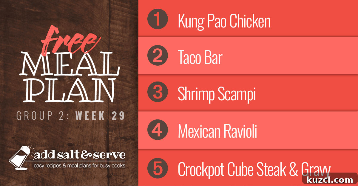 Group 2 Week 29 Meal Plan 2 List of recipes in Week 29 meal plan
