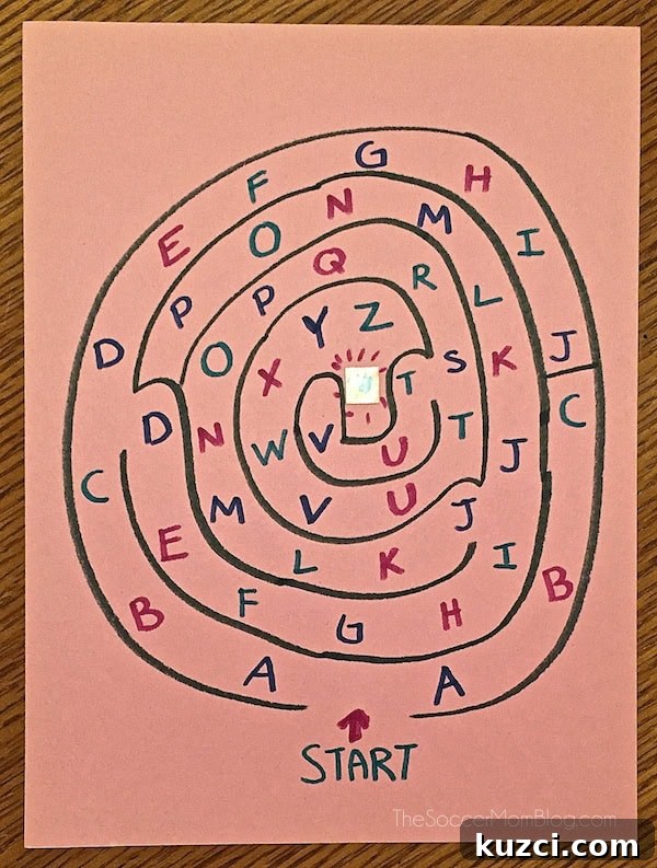 Advanced alphabet maze using letters A to Z for preschool and early learning practice.