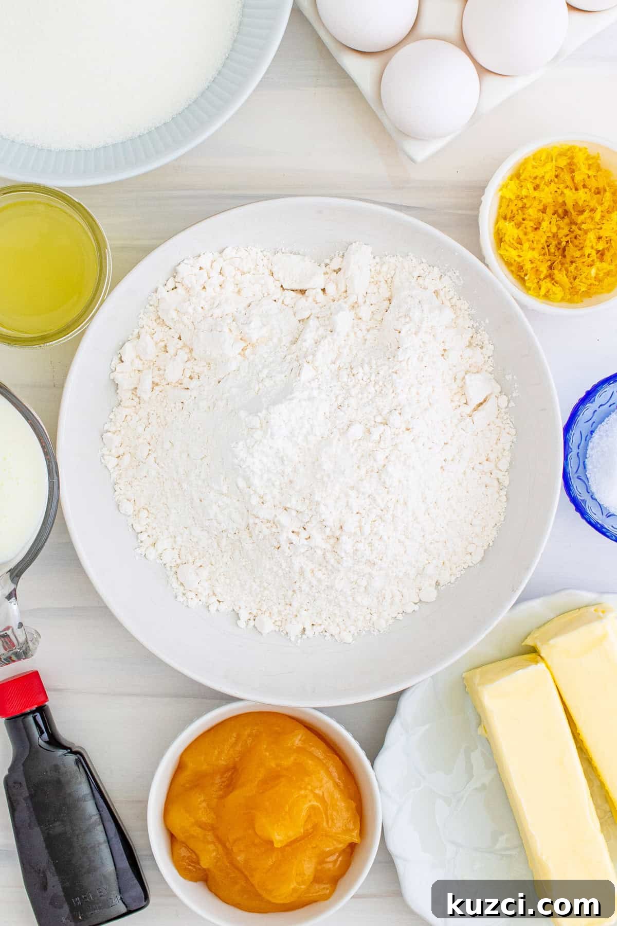 Zesty Lemon Layer Cake with Silky Buttercream 4 Ingredients needed to make a Lemon Layer Cake