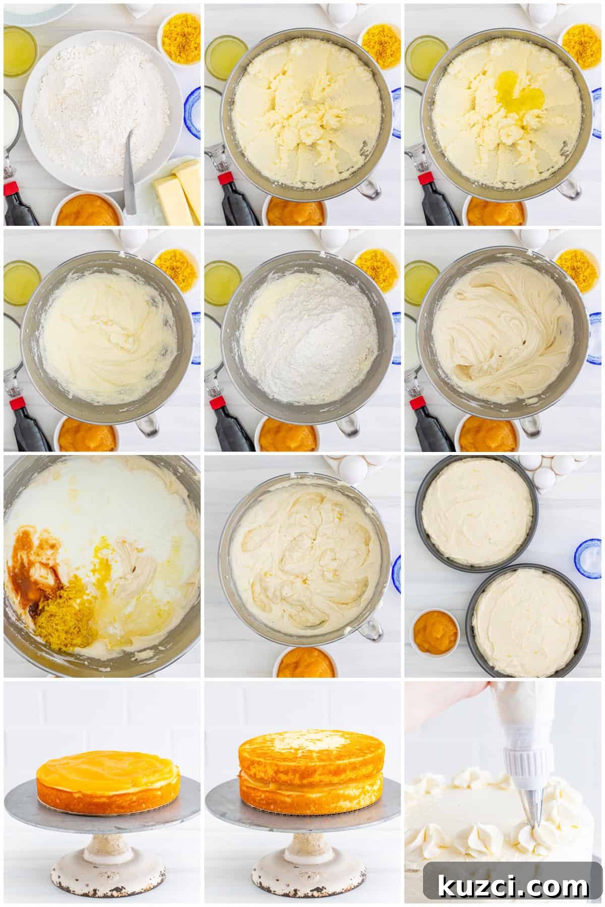 Zesty Lemon Layer Cake with Silky Buttercream 5 Step by step photos on how to make a Lemon Layer Cake