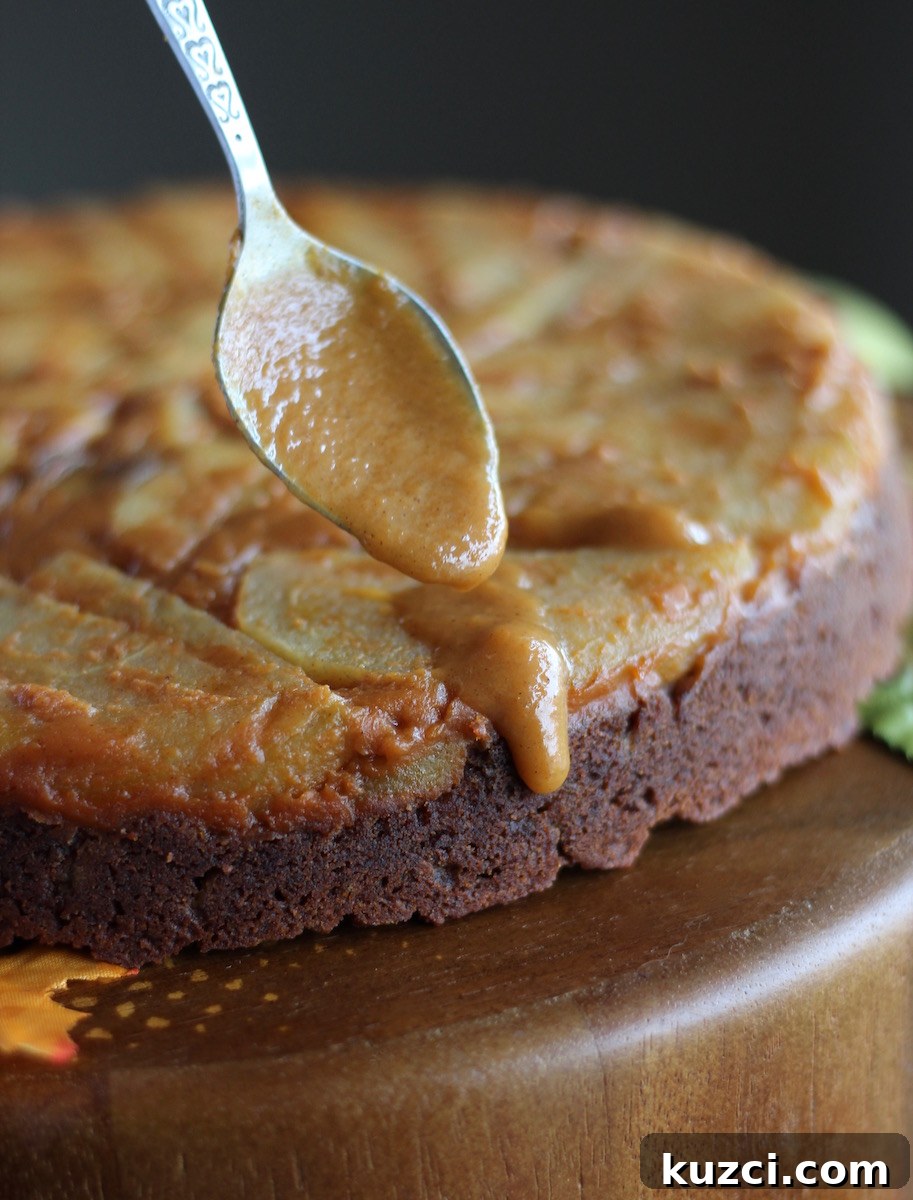 Paleo Caramel Apple Upside Down Cake (AIP) - an easy upside down cake full of Fall flavors, crisp apples, and salted pumpkin caramel sauce!
