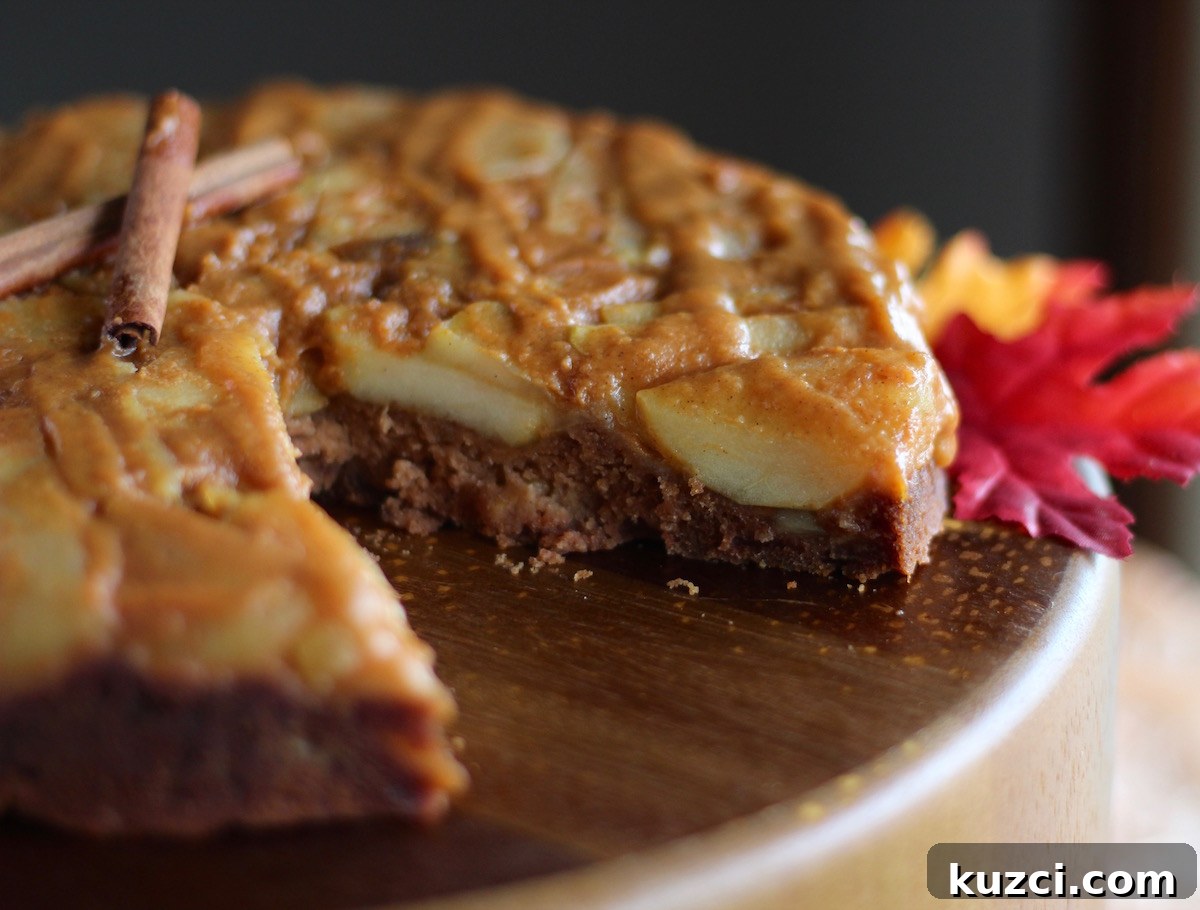 Paleo Caramel Apple Upside Down Cake (AIP) - a decadent, easy recipe that is full of Fall apples, cinnamon, and pumpkin salted caramel sauce!