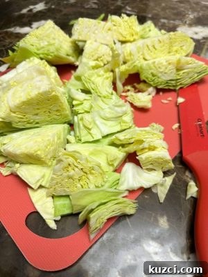 Southern Cabbage Recipes on The Soul Food Pod Episode 3 10 Cut out the cabbage's core and coarsely chop the leaves using a food processor or knife