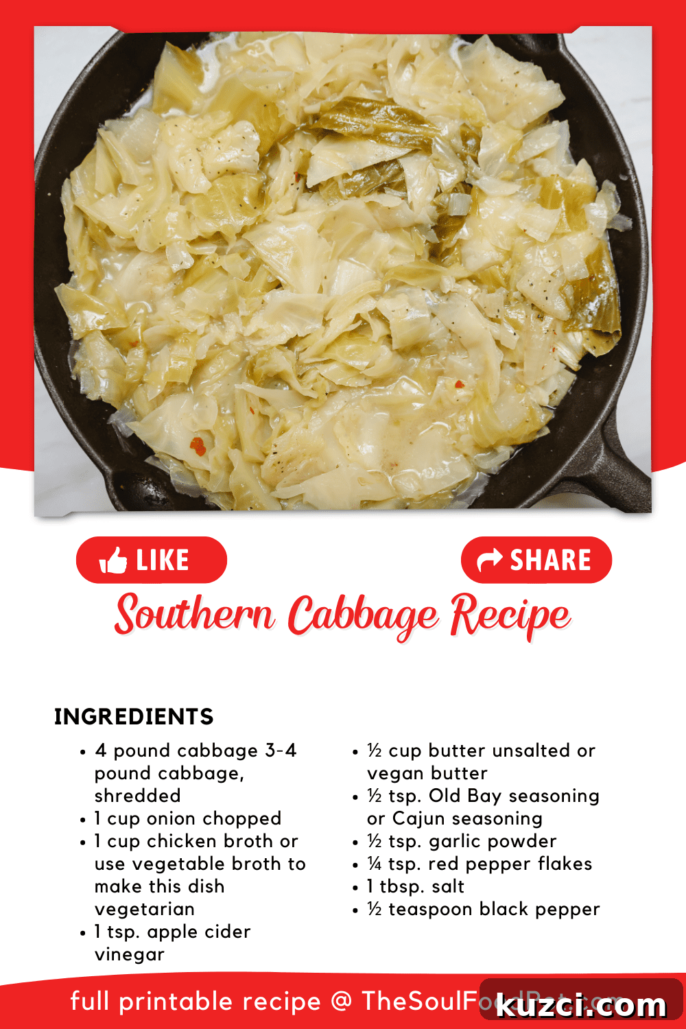 Southern Cabbage Recipes on The Soul Food Pod Episode 3 21 Southern Cabbage Recipe Card