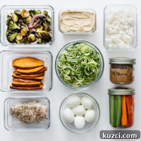 9 Meal Prep Ideas That Save Time in the Kitchen 9 Meal prep ingredients in separate containers.