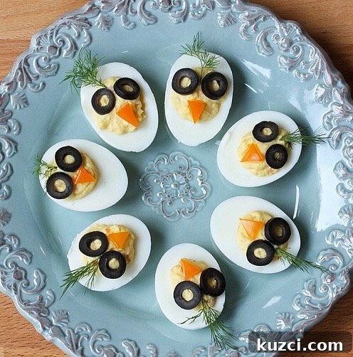 Chirp, Chirp Deviled Eggs via LizsHealthyTable.com Chirp, Chirp Deviled Eggs via LizsHealthyTable.com