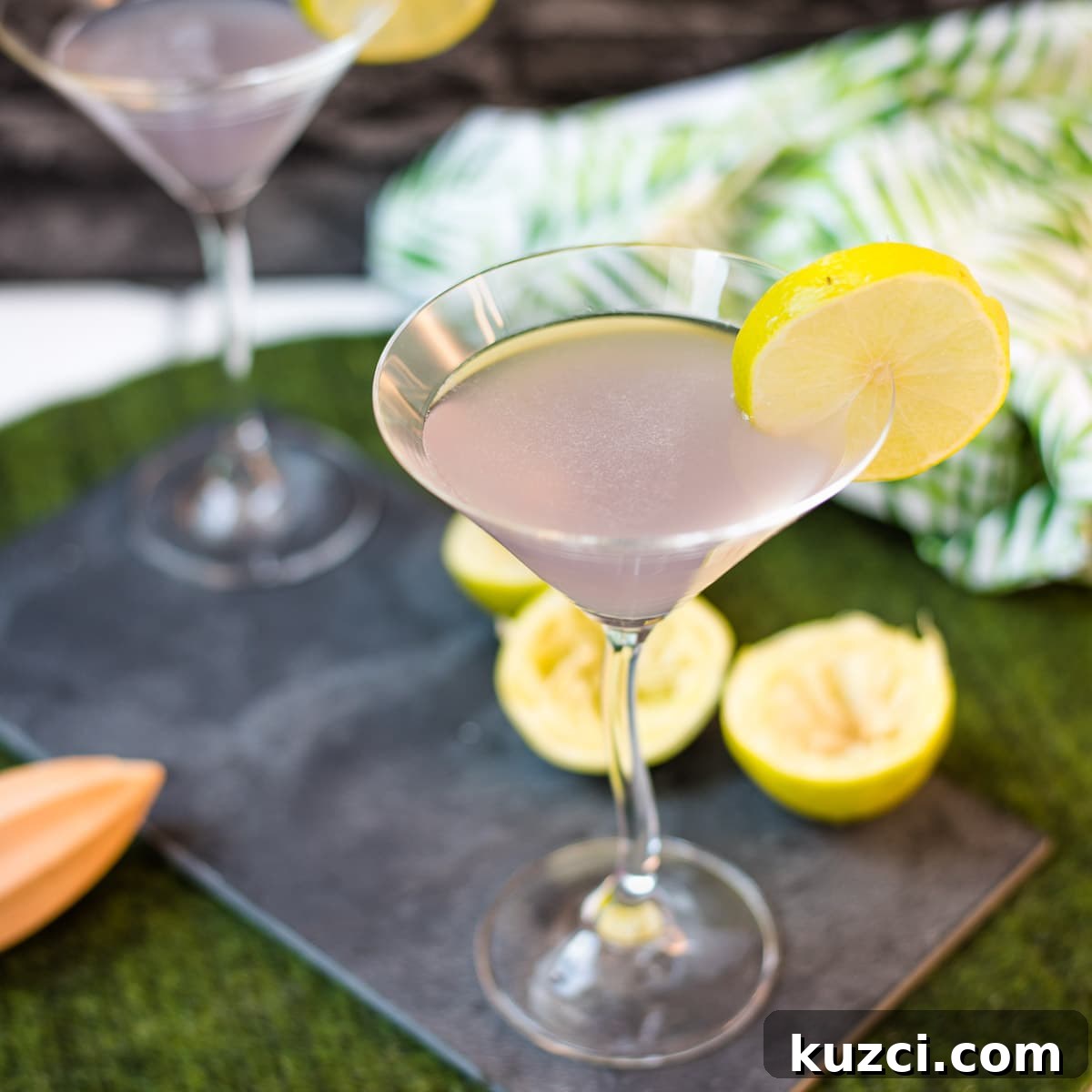Purple lavender daiquiri with lime.