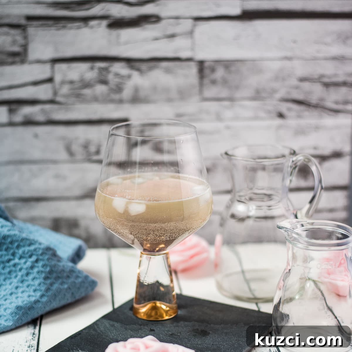 Refreshing lavender spritz cocktail with a vibrant color.