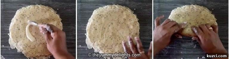 Verki (Varki) Puri Recipe: Layered Gujarati Puris 7 forming a log shape to make layered puri recipe