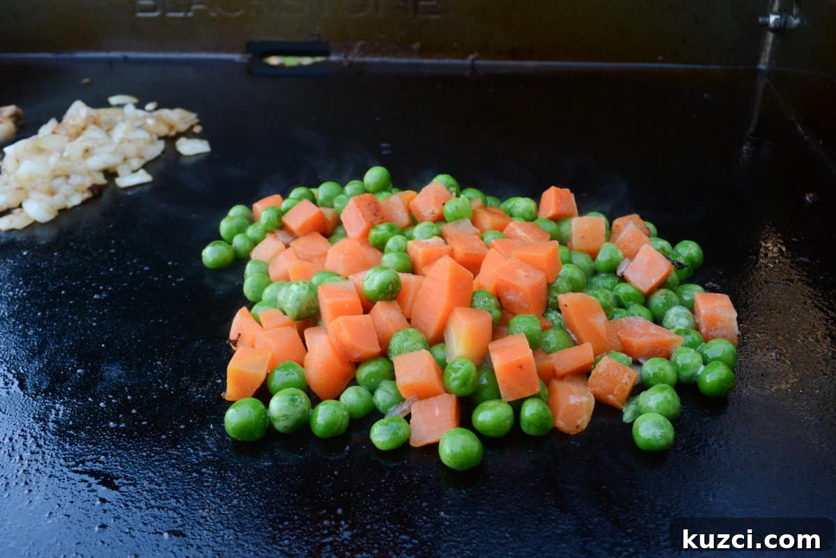 Blackstone Chicken Fried Rice Recipe 7 frozen peas and carrots blend on blackstone griddle
