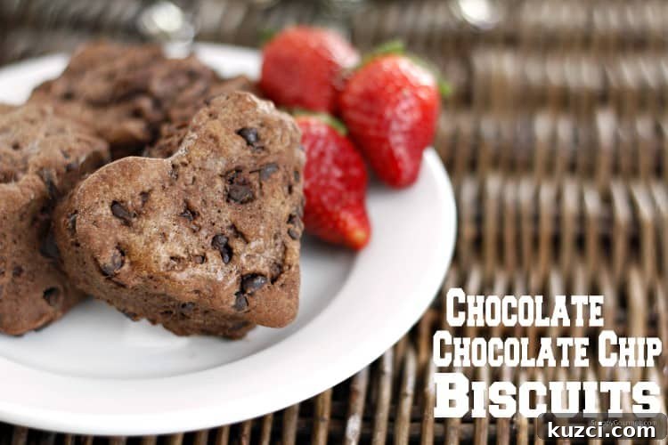 Chocolate Chip Biscuits and Strawberry Butter - homemade chocolate biscuits with chocolate chips Chocolate Chocolate Chip Biscuits with fresh berries