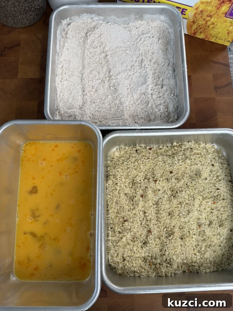 Crispy Chicken Parmesan Sandwich Recipe 8 Three bowl breading station for chicken