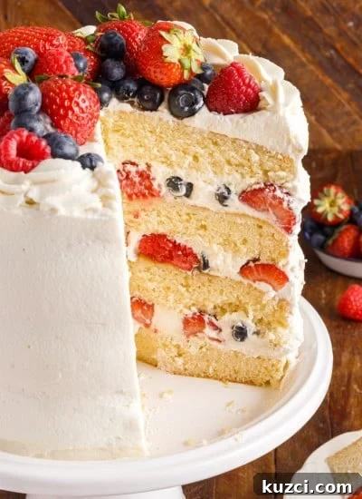 close up of the inside of chantilly cake a slice missing