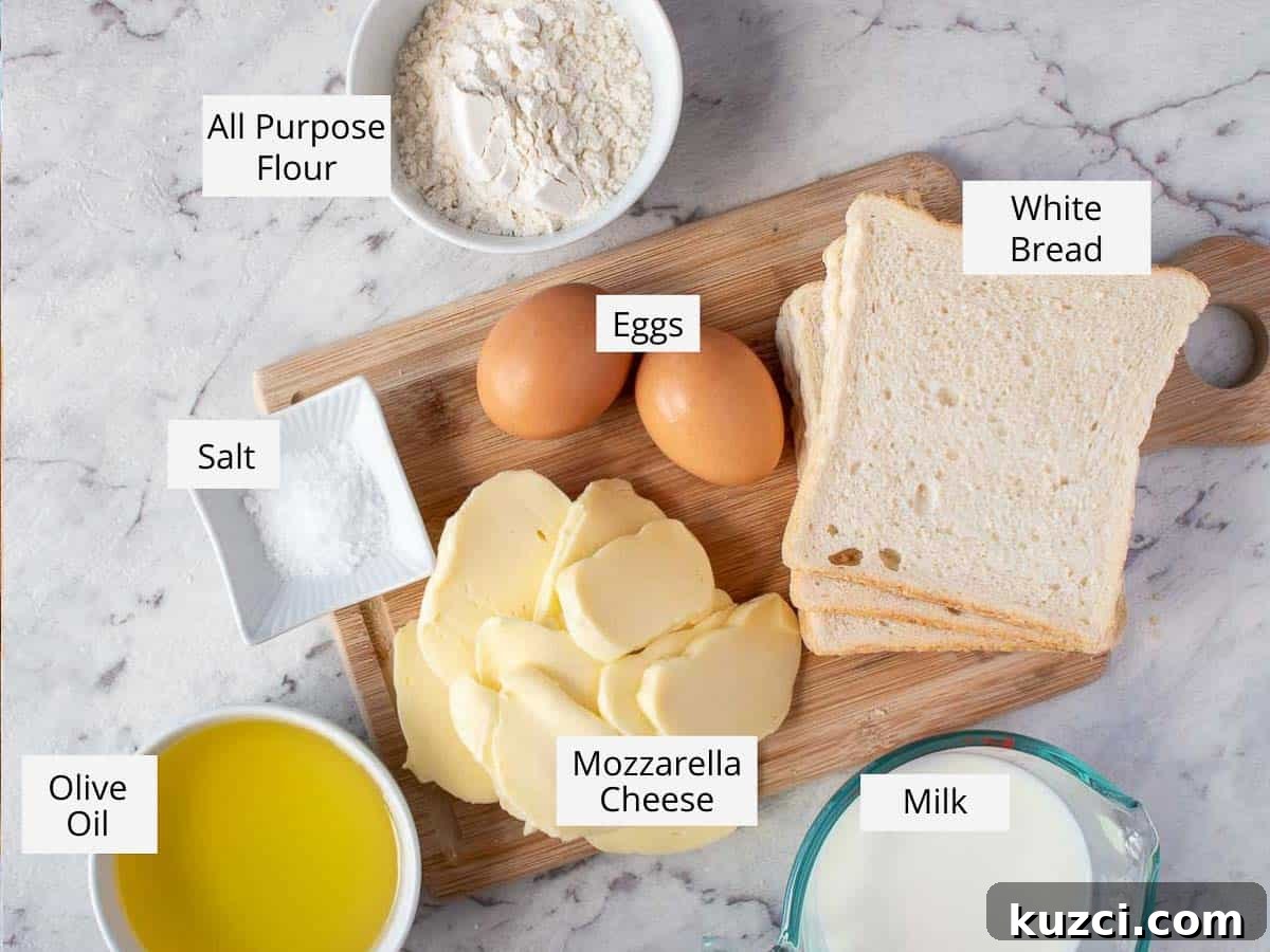Mozzarella in carrozza ingredients as in the recipe card.