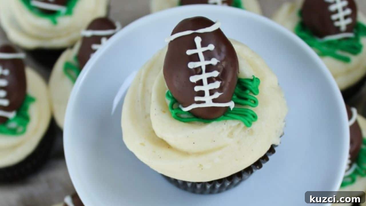 9 Adorable Football Game Day Treats That Steal the Show 8 Cupcake with Football Popper