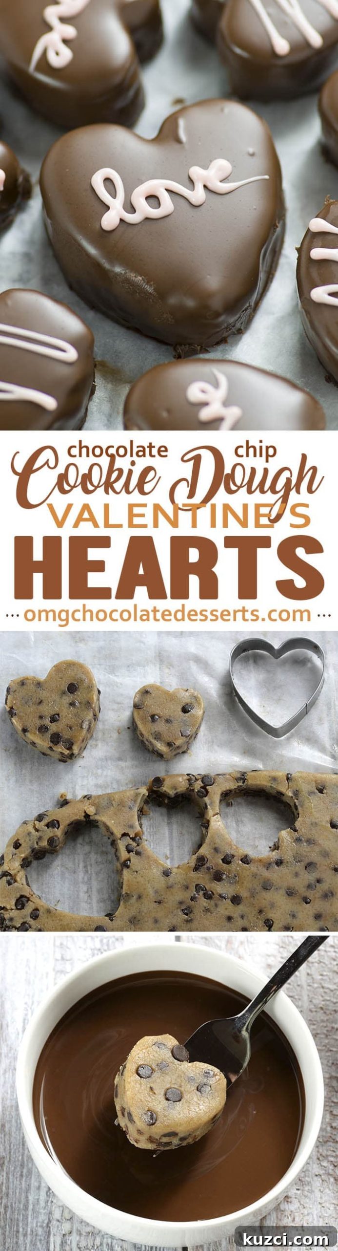 Chocolate Chip Cookie Dough Valentine's Heart Cookies 6 These adorable no-bake chocolate covered Cookie Dough Hearts are the perfect homemade chocolate treat for Valentine's Day - Cookie Dough Valentines Hearts.