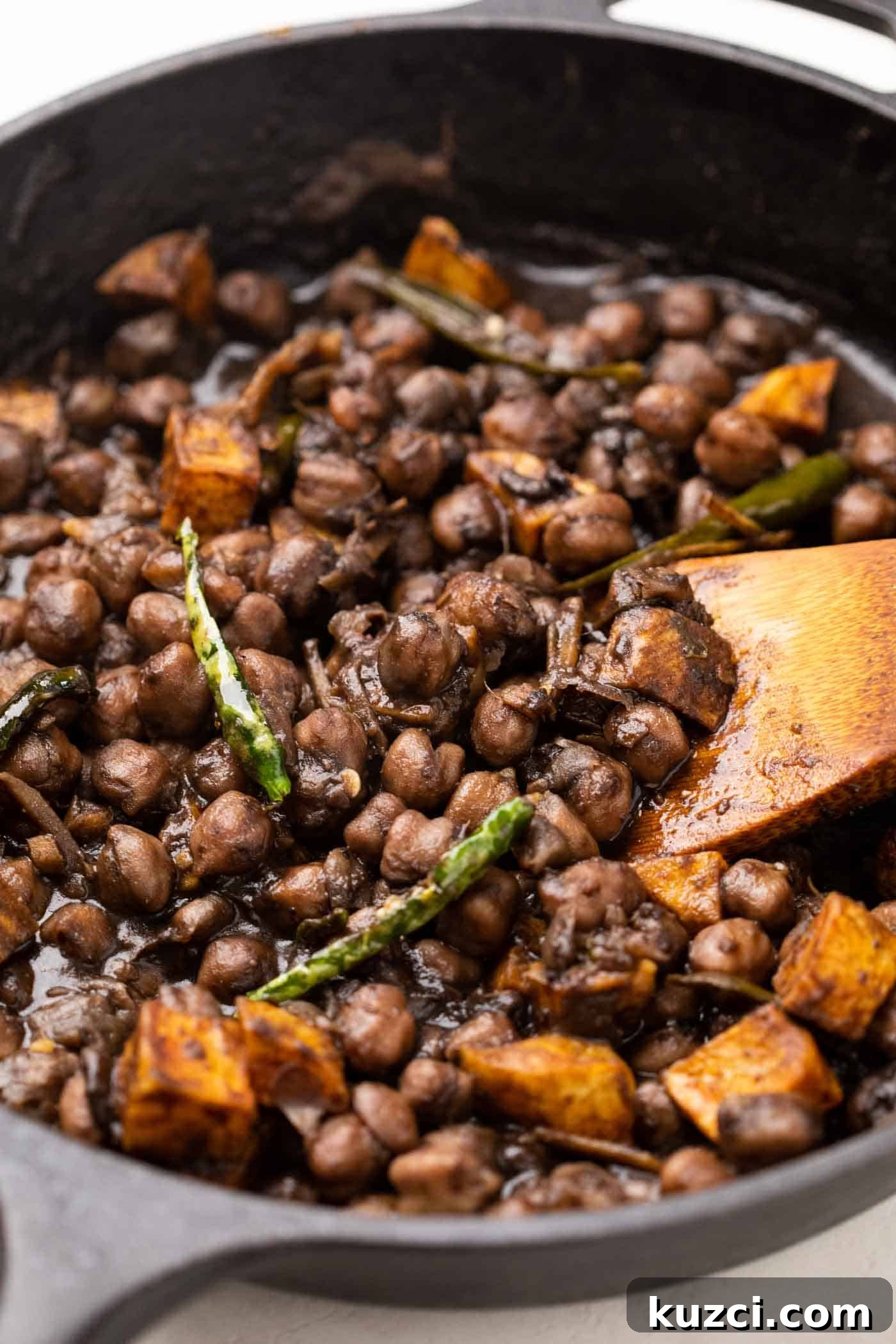 Pindi Chole in a cast iron pan