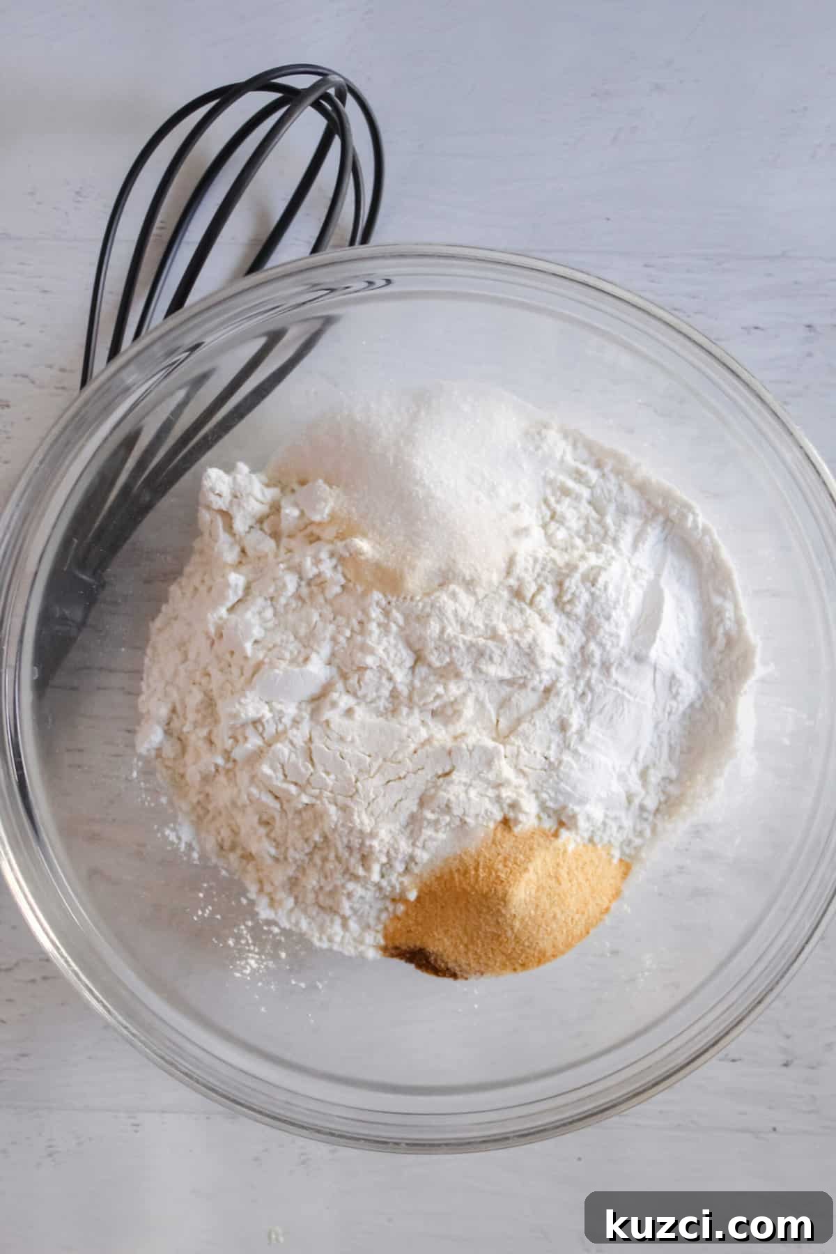 Gluten Free Dairy Free Cheddar Bay Biscuits Copycat 5 dry ingredients mixed in a bowl.