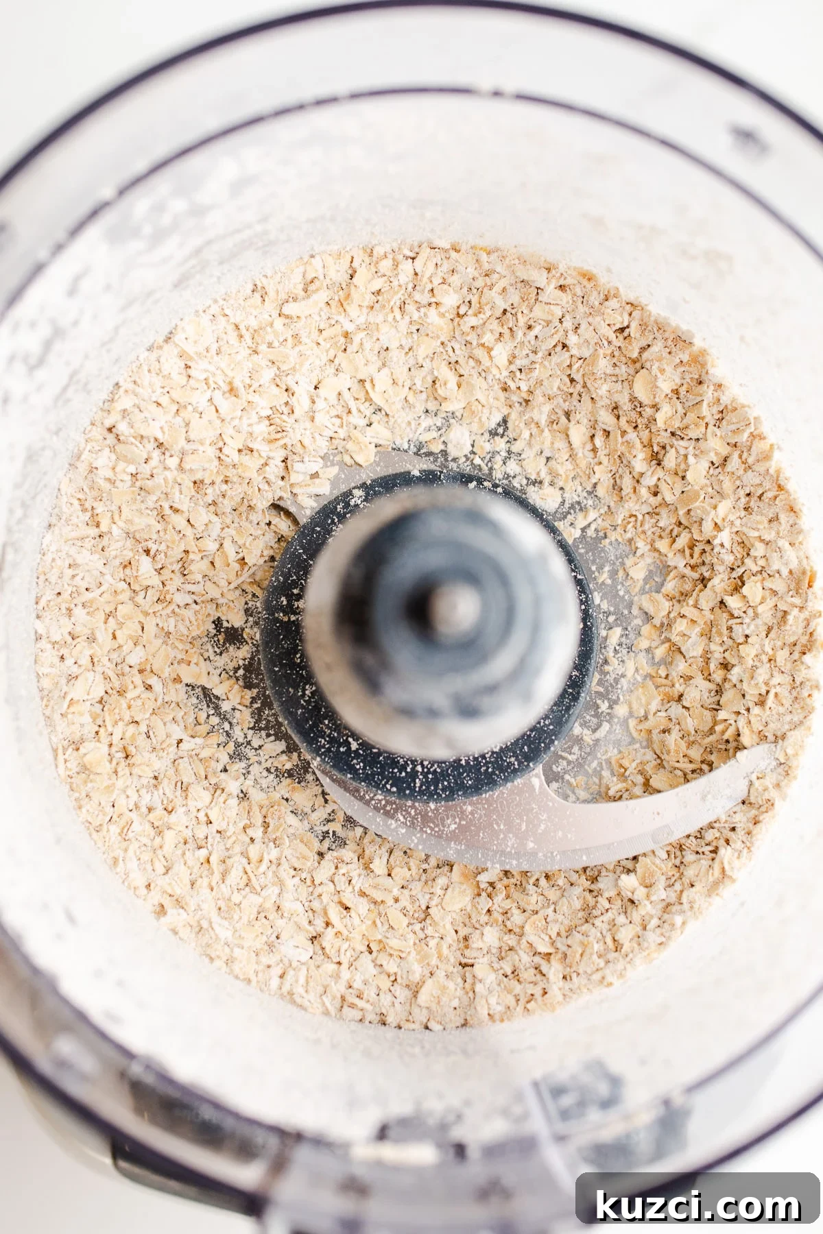 Chocolate Almond Butter Protein Balls Recipe 4 Oats in a food processor.