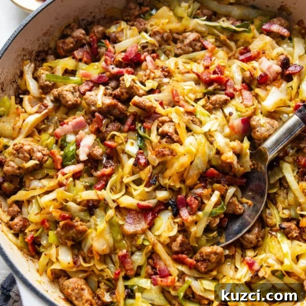 One Pan Ground Turkey Taco Skillet 11 Fried cabbage with sausage