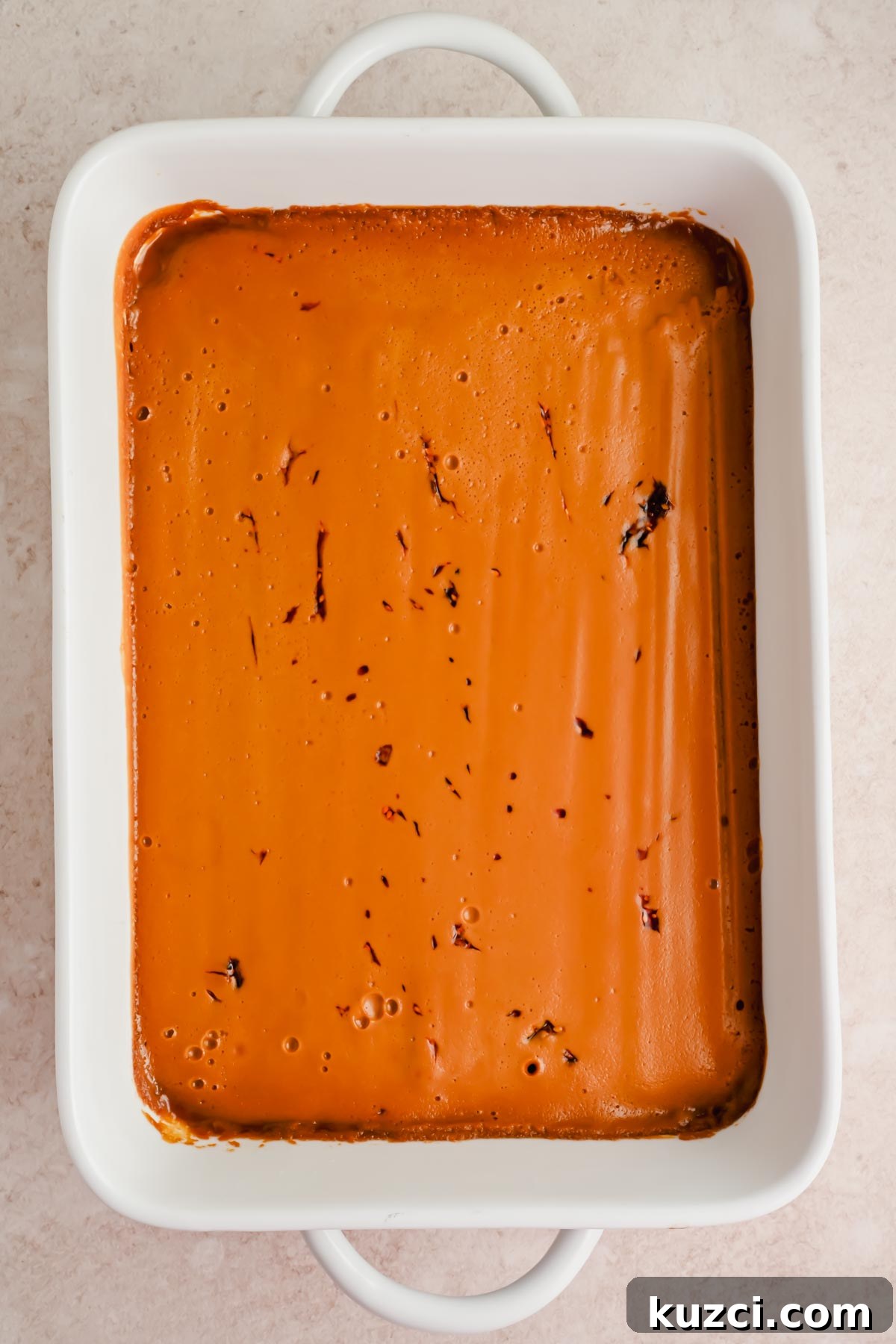 Spicy Peanut Noodles with Chili Garlic Sauce 6 peanut sauce in rectangular baking dish.