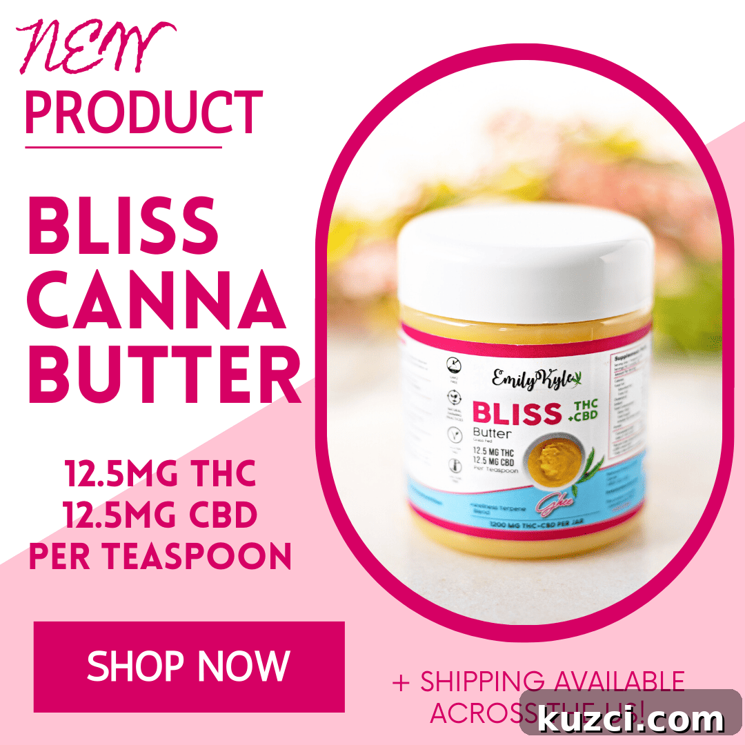 Quick Cannabis Chocolate Recipe for Homemade Edibles 3 A picture of Emily Kyles Bliss Cannabutter with text as a promo image.