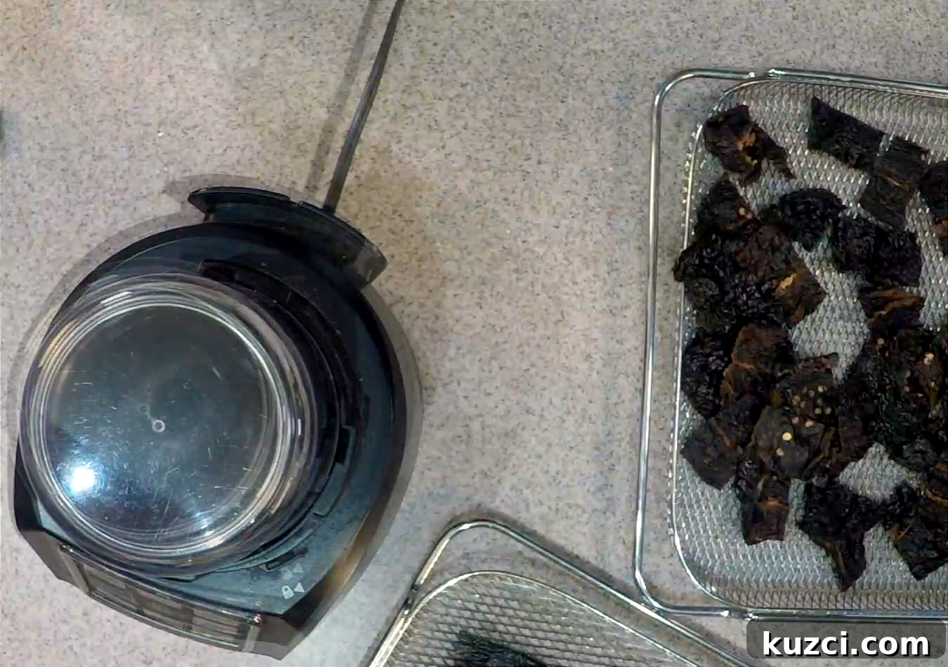 Grinding dried chiles into powder