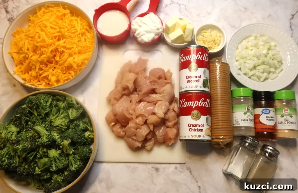 Ingredients for Chicken Divan casserole