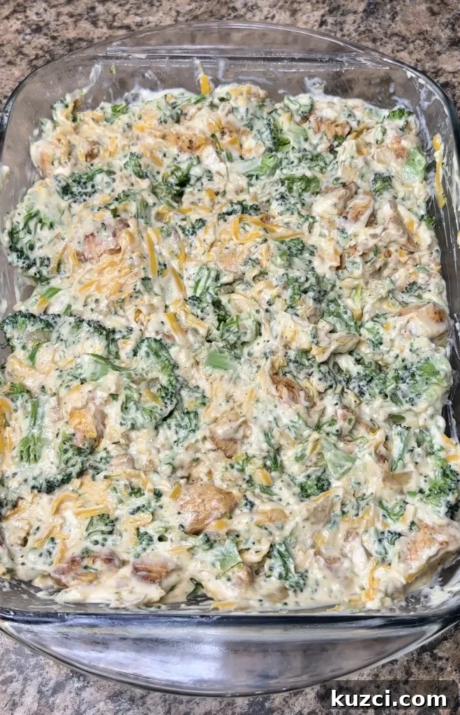 Broccoli added to creamy chicken casserole