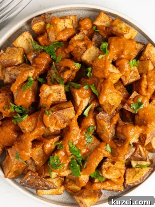 A plate of patatas bravas.