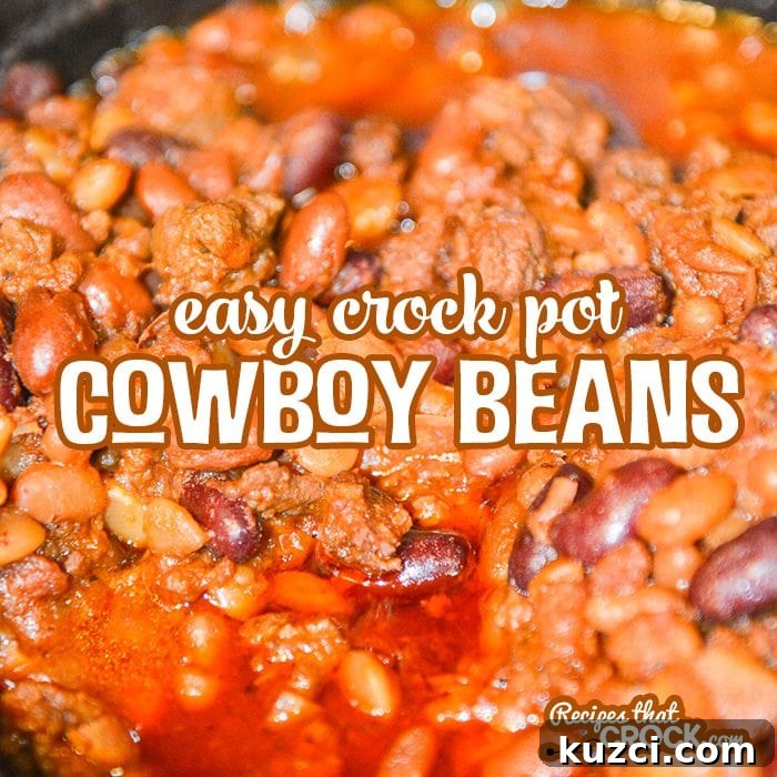 These Easy Crock Pot Cowboy Beans are fantastic as a flavorful side dish and perfect as a hearty bowl all on their own.