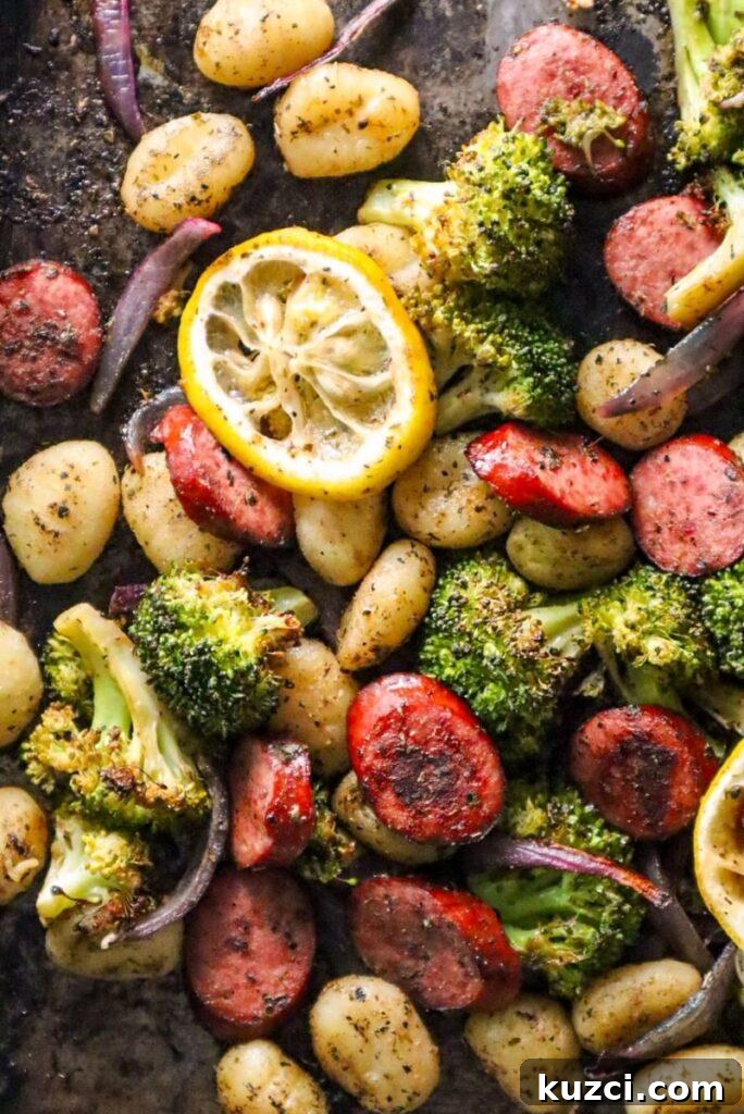 baked turkey sausage broccoli and gnocchi