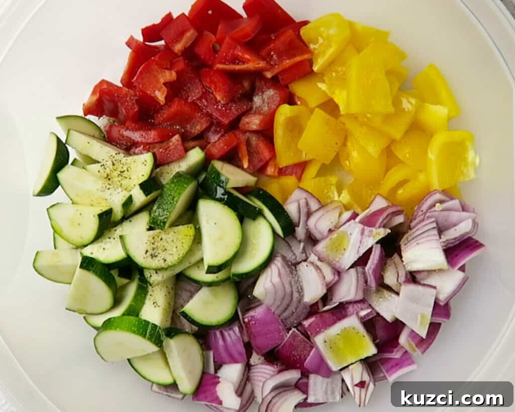 Sheet Pan Chicken and Vegetables: A Kabob Alternative 7 Chopped vegetables for sheet pan