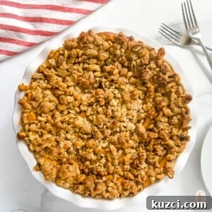 Casserole topped with oats and nuts.