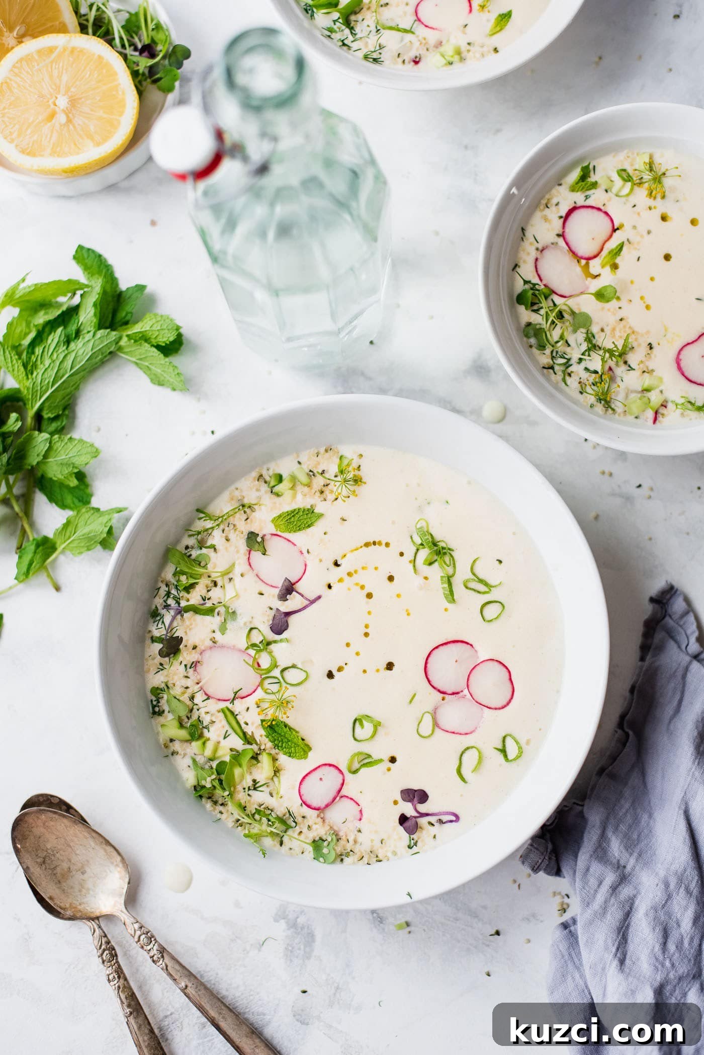 9 Cold Soup Recipes to Keep Your Kitchen Cool 3 Bowls of Okrosha Soup.