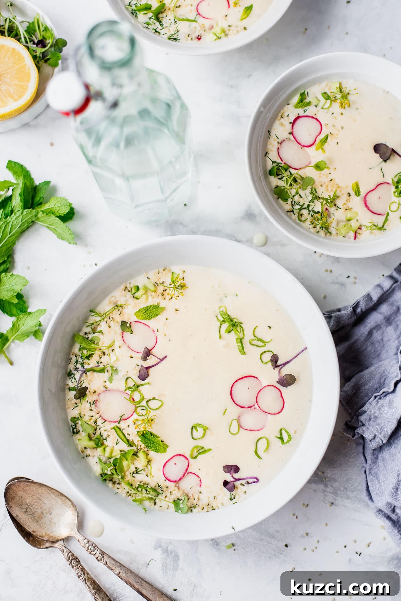9 Cold Soup Recipes to Keep Your Kitchen Cool 4 Two bowls of okroshka soup.