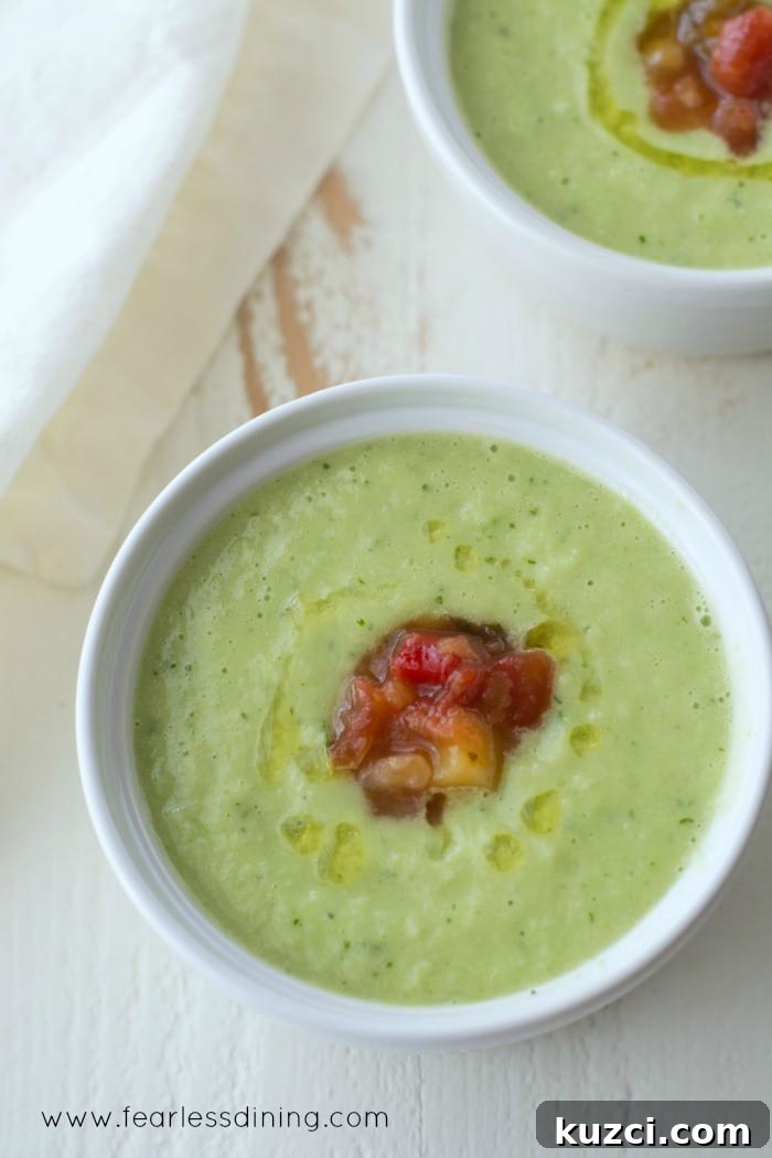 9 Cold Soup Recipes to Keep Your Kitchen Cool 8 Cucumber gazpacho with mango habanero salsa.