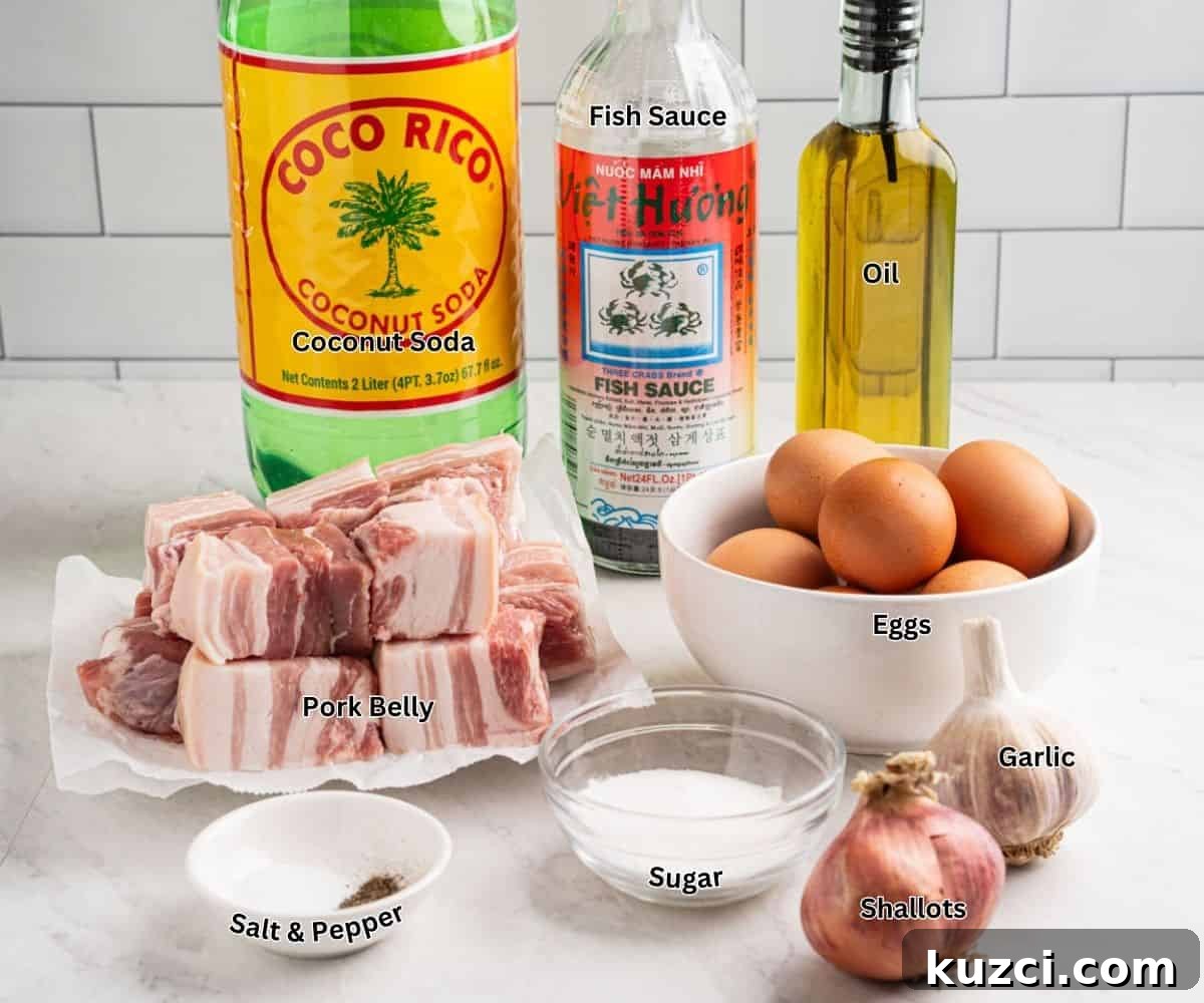 Ingredients for instant pot thit kho.