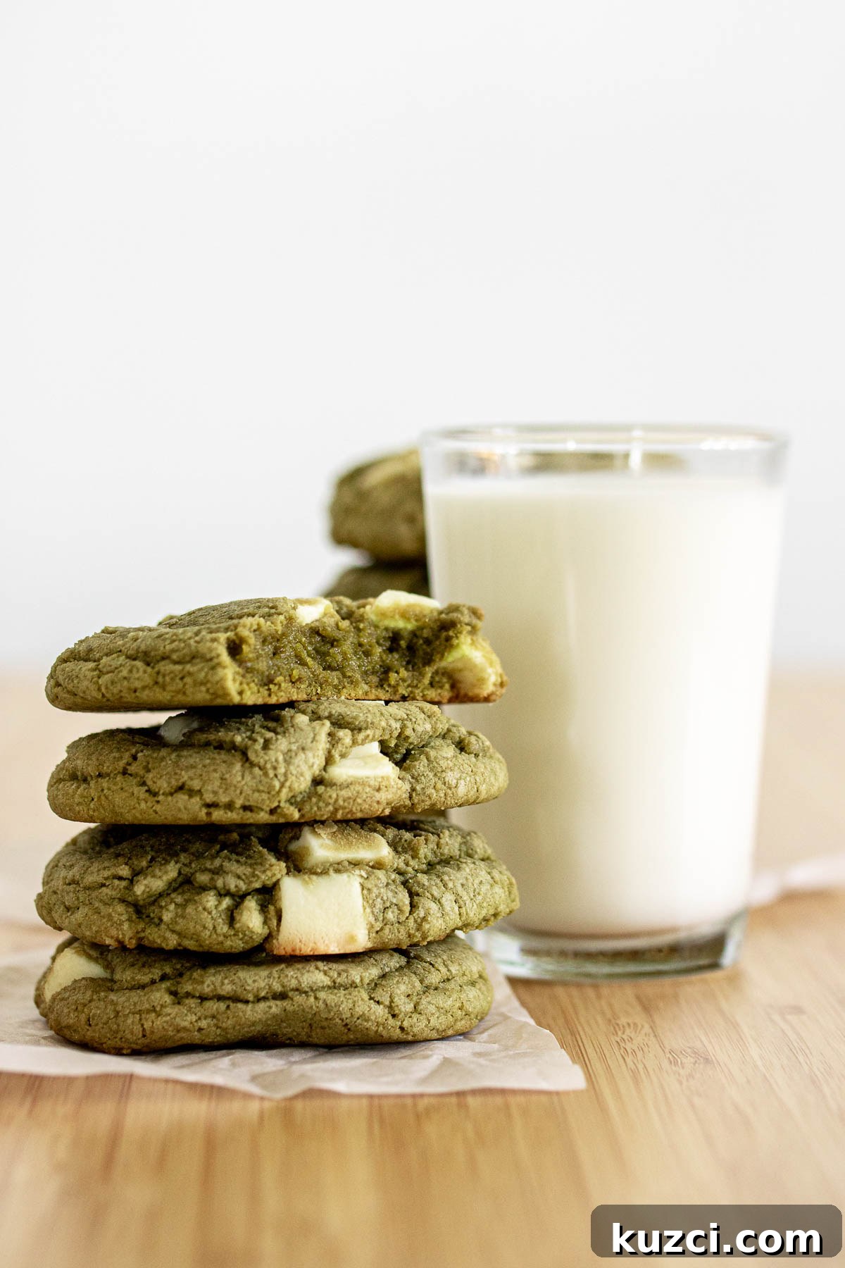 Homemade Matcha White Chocolate Chip Cookies Recipe 12 Fudgy inside of matcha white chocolate cookie.