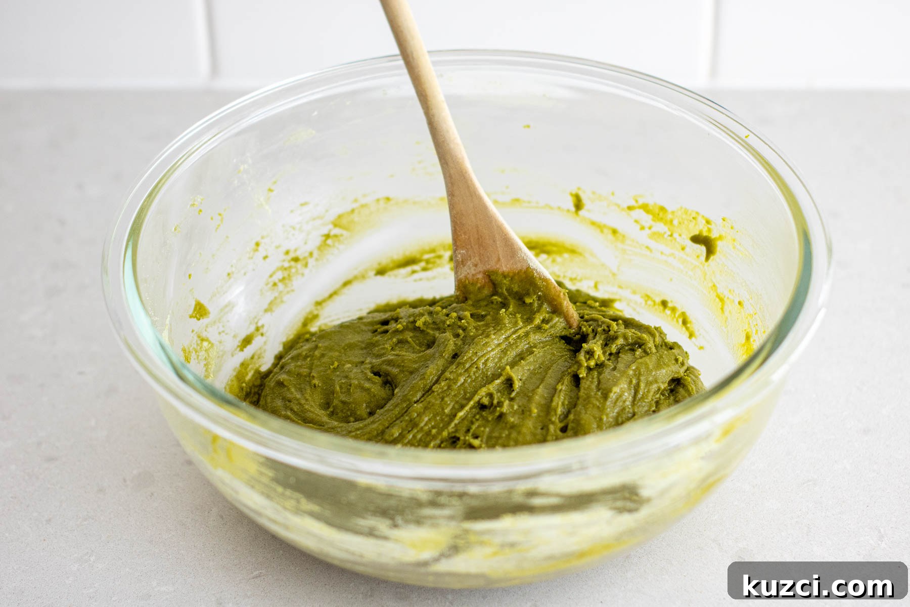 Homemade Matcha White Chocolate Chip Cookies Recipe 7 Adding matcha mixture to create dough.