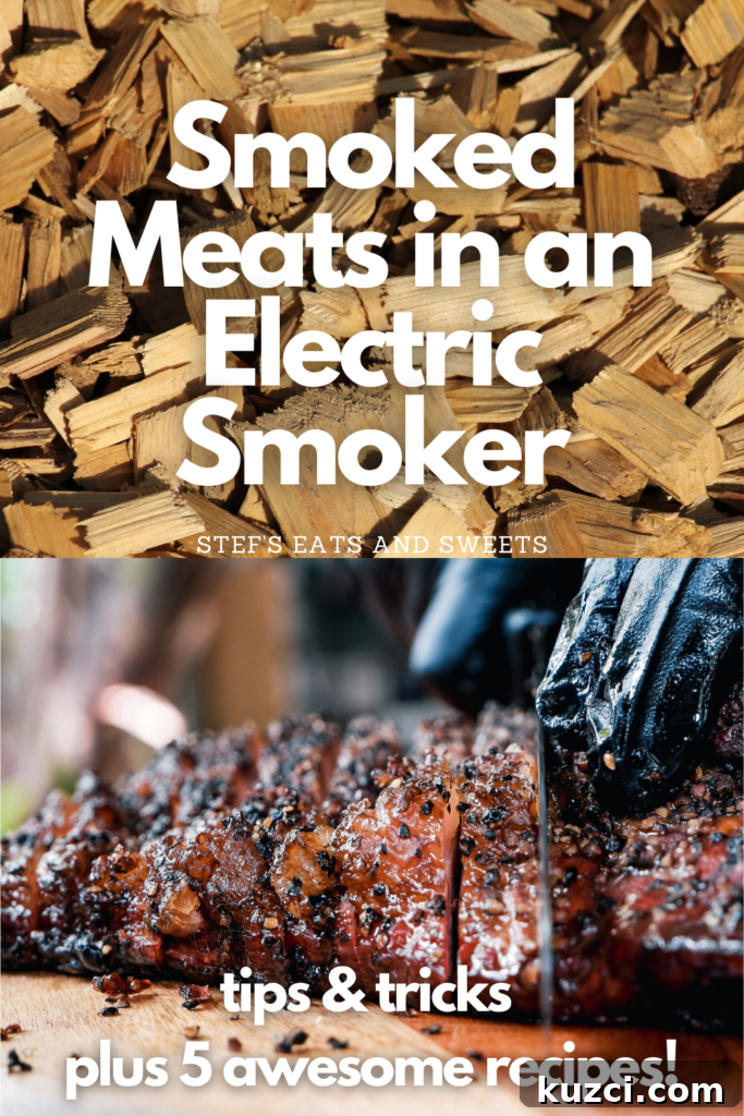 smoking meats in an electric smoker (plus 5 awesome recipes) pinterest collage 