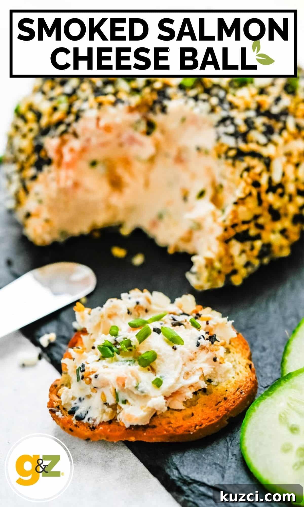 Smoked Salmon Cheese Ball with Dill and Capers 19 A Pinterest Pin.