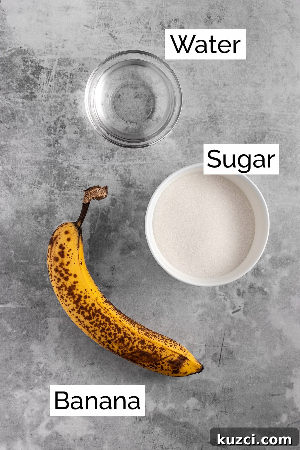 Homemade Banana Syrup for Pancakes, Cocktails and Desserts 4 The ingredients needed to make the banana syrup.