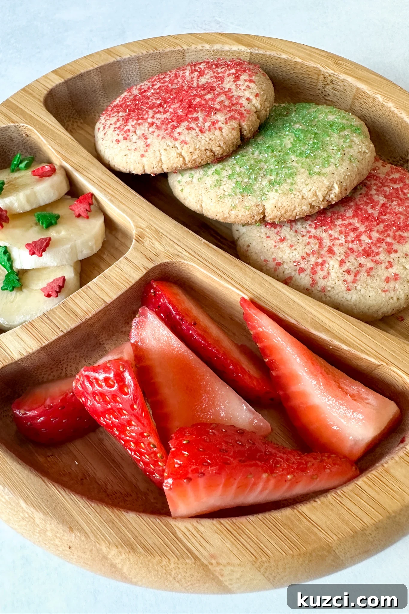 Soft ginger almond flour cookies served with fruits.