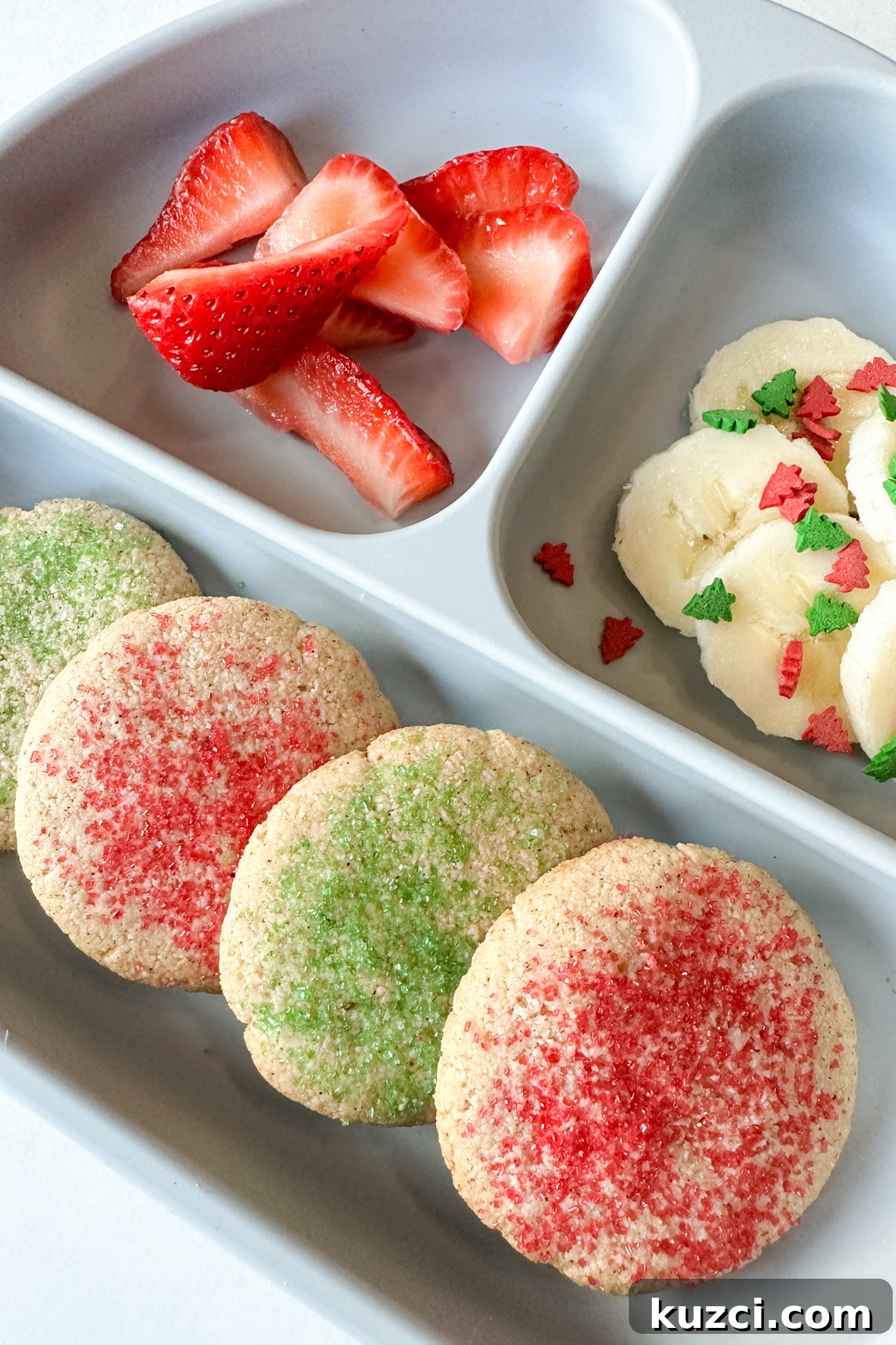 Soft ginger almond flour cookies served with fruits.