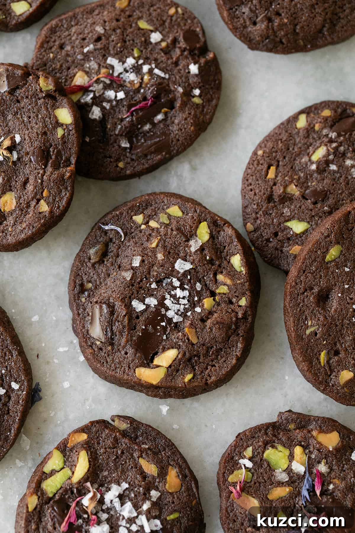 Cookie Recipes for Holidays, Parties, and Everyday Treats 18 Sable cookies with chocolate and pistachios.